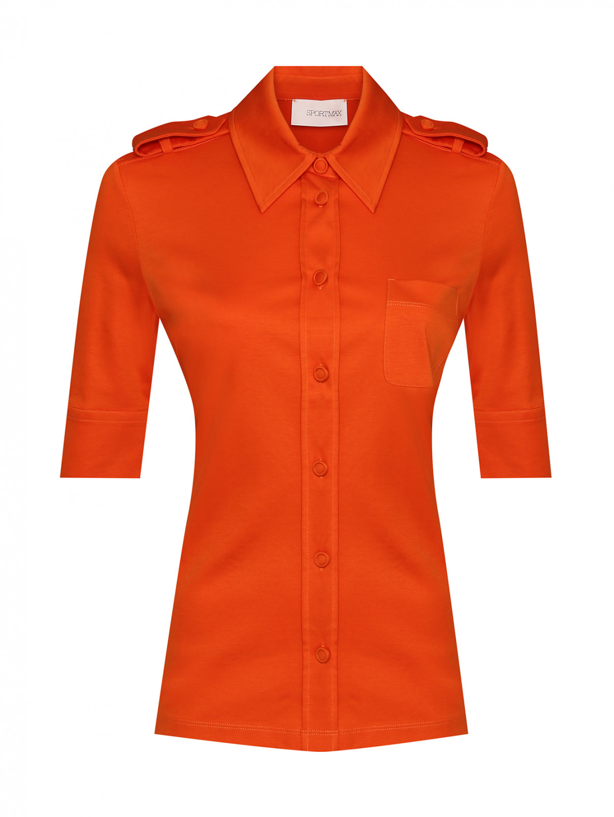 Рубашка с коротким рукавом на пуговицах Sportmax  –  Общий вид  – Цвет:  Оранжевый