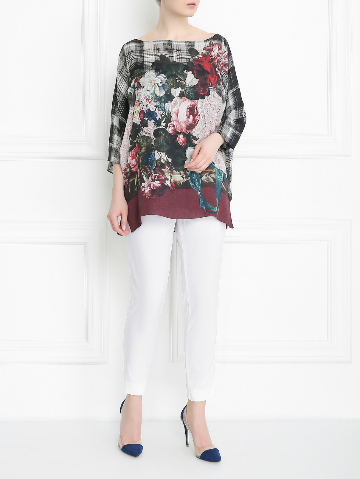 Узкие брюки из хлопка на резинке Marina Rinaldi  –  Модель Общий вид  – Цвет:  Белый