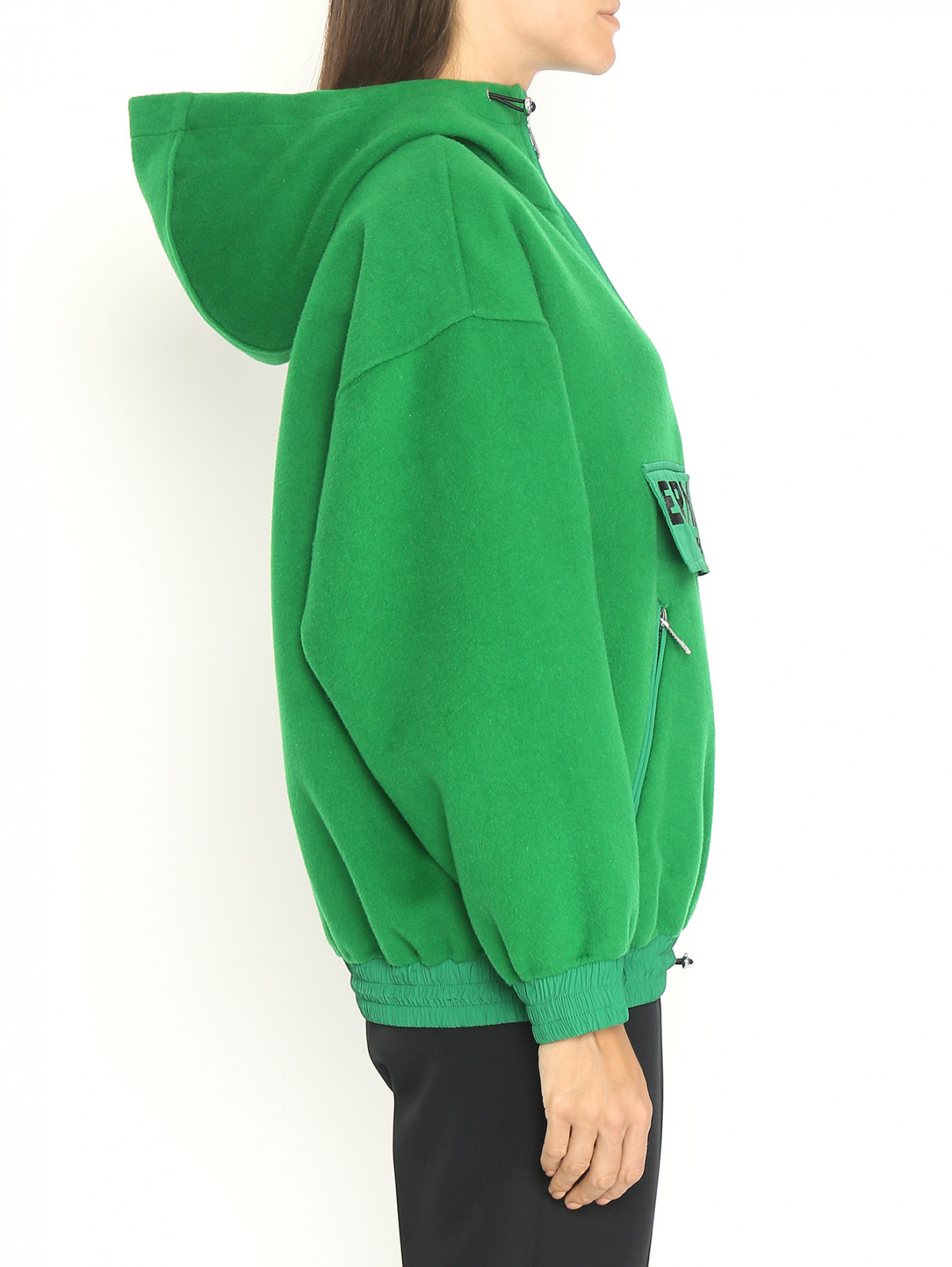 Куртка из смешанной шерсти с капюшоном Ermanno Firenze  –  МодельВерхНиз2  – Цвет:  Зеленый