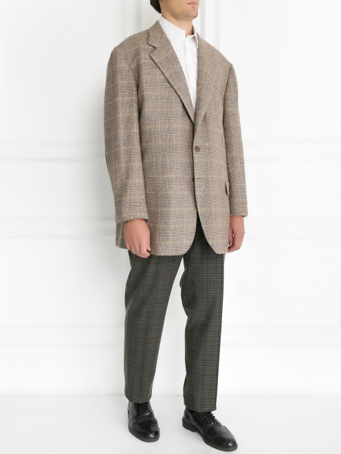 Пиджак однобортный из шерсти с узором "клетка" Luciano Barbera - Модель Общий вид