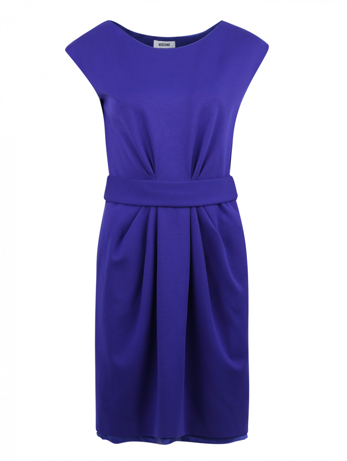 Платье-футляр из трикотажа с драпировкой Moschino  –  Общий вид  – Цвет:  Черный