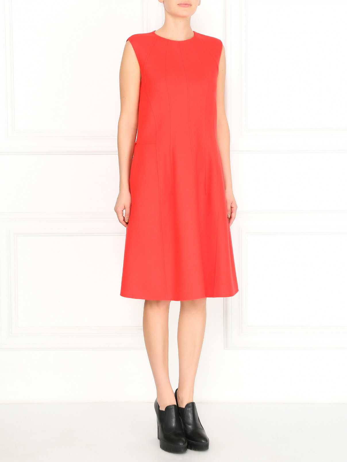 Платье-футляр из шерсти Jil Sander  –  Модель Общий вид  – Цвет:  Красный