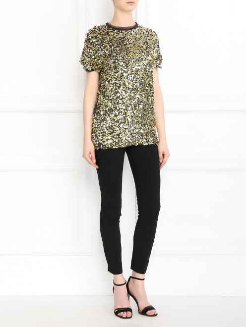 Блуза из хлопка декорированная пайетками Lanvin - Модель Общий вид