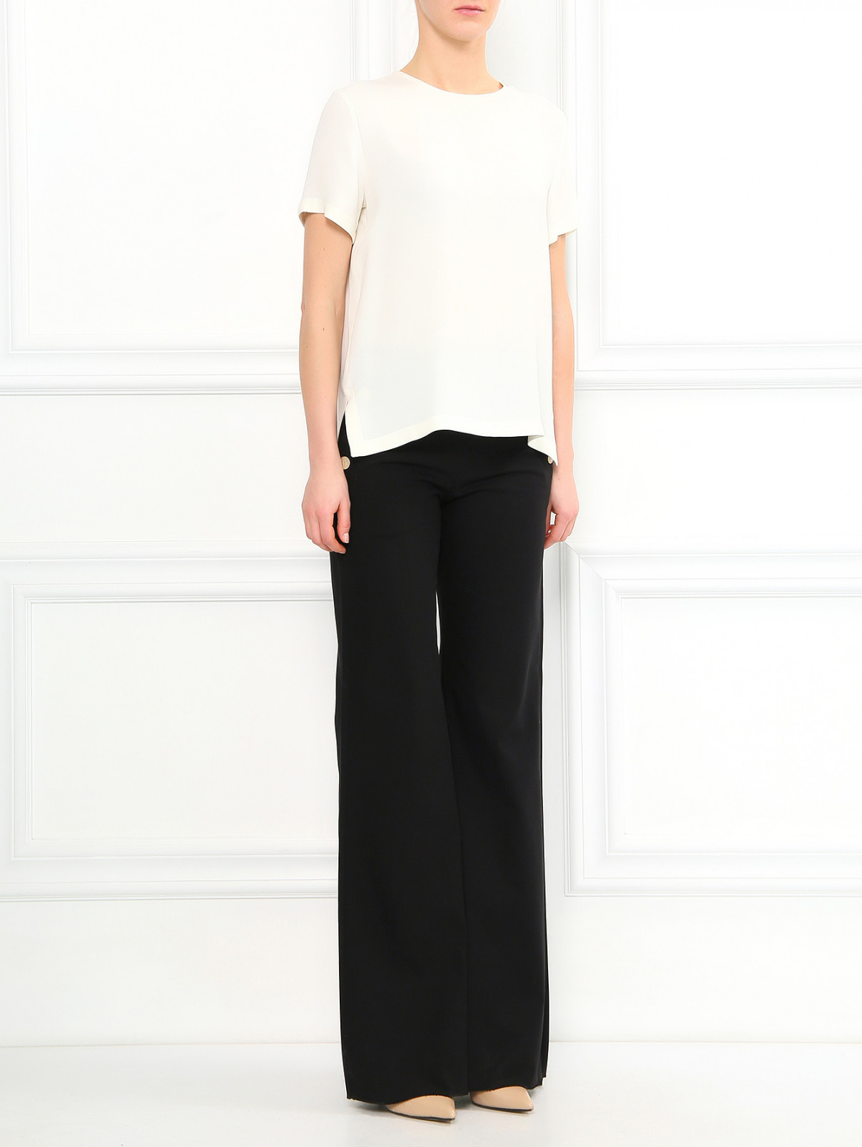 Блуза из шелка с короткими рукавами Max Mara  –  Модель Общий вид  – Цвет:  Белый