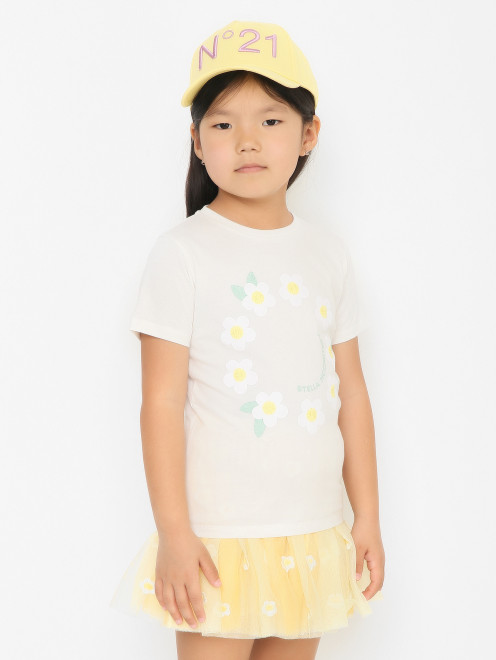 Футболка с принтом из хлопка Stella McCartney kids - МодельВерхНиз