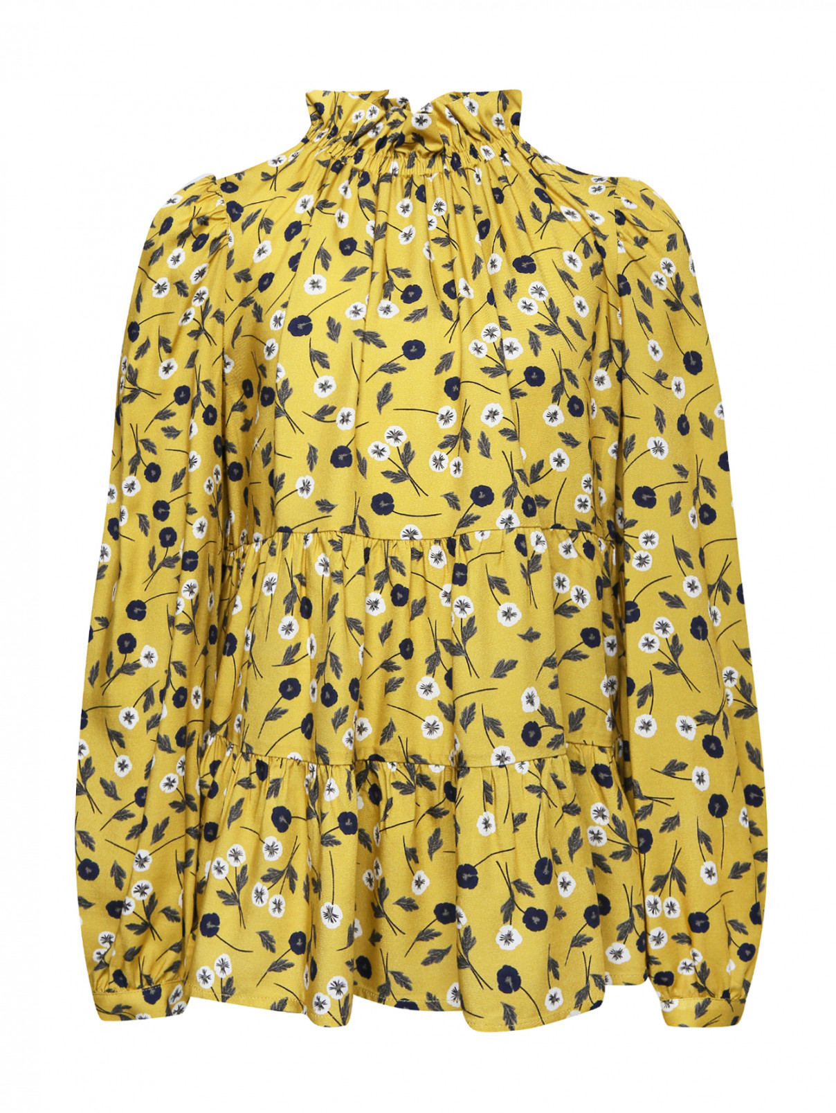 Блуза из вискозы с узором Il Gufo  –  Общий вид  – Цвет:  Желтый