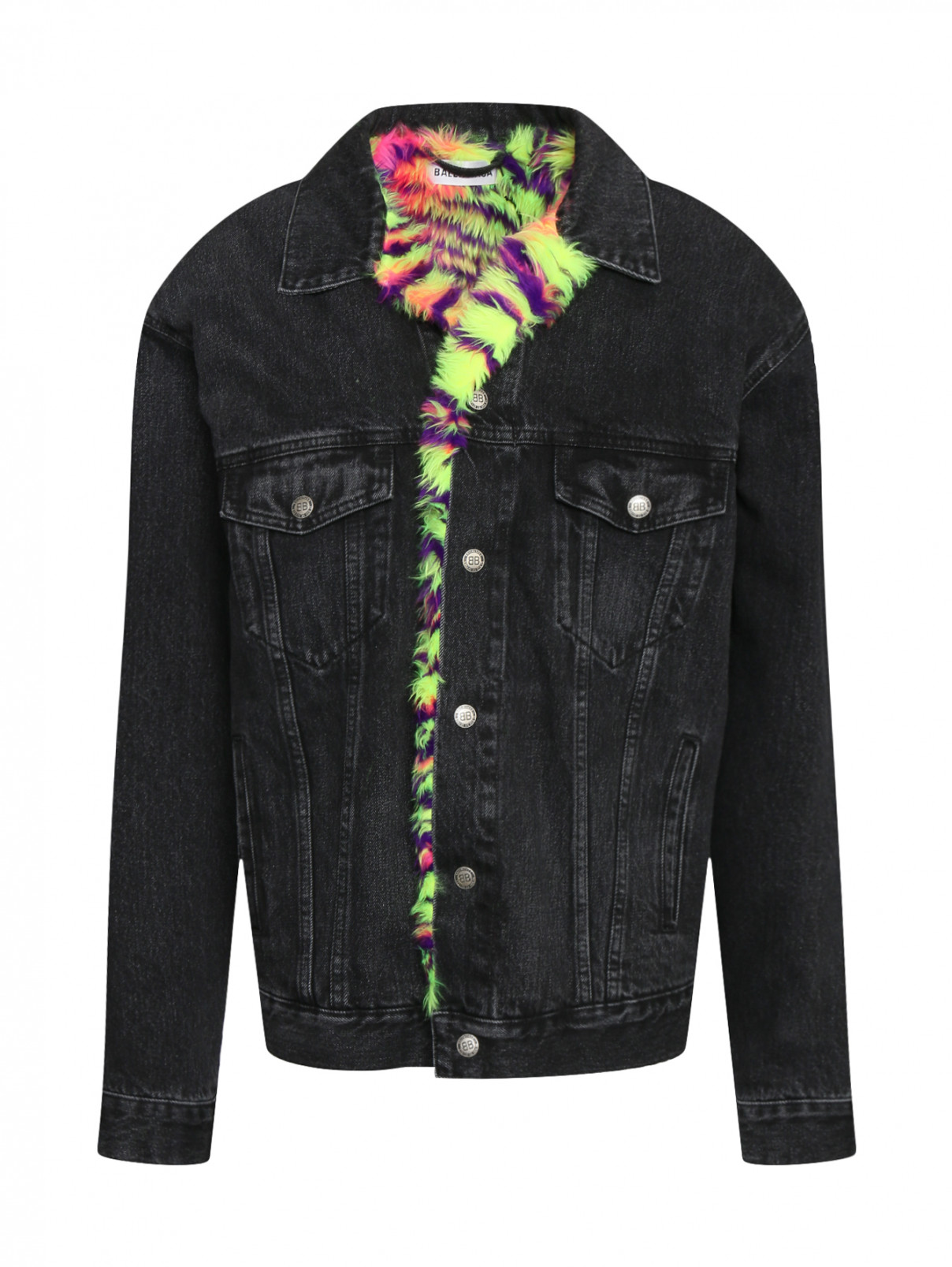 Куртка из хлопка с контрастной подкладкой из искусственного меха Balenciaga  –  Общий вид  – Цвет:  Серый