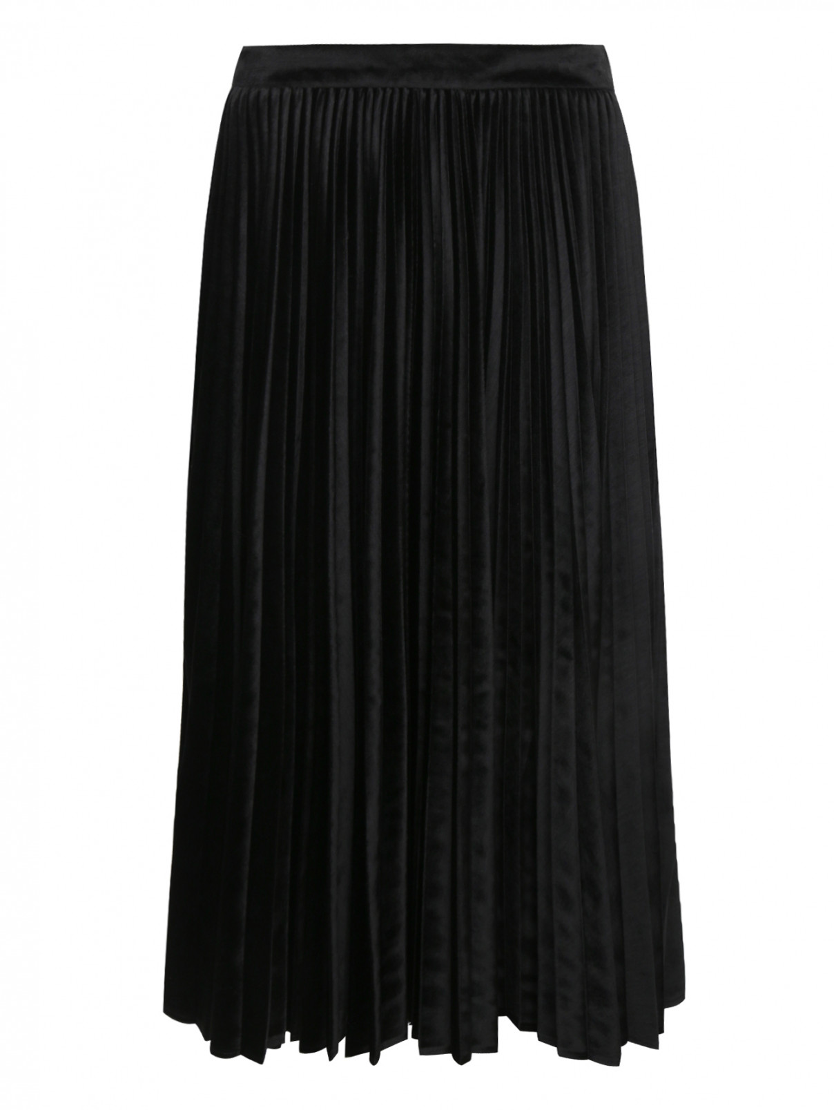 Бархатная юбка-плиссе Rossella Jardini  –  Общий вид  – Цвет:  Черный