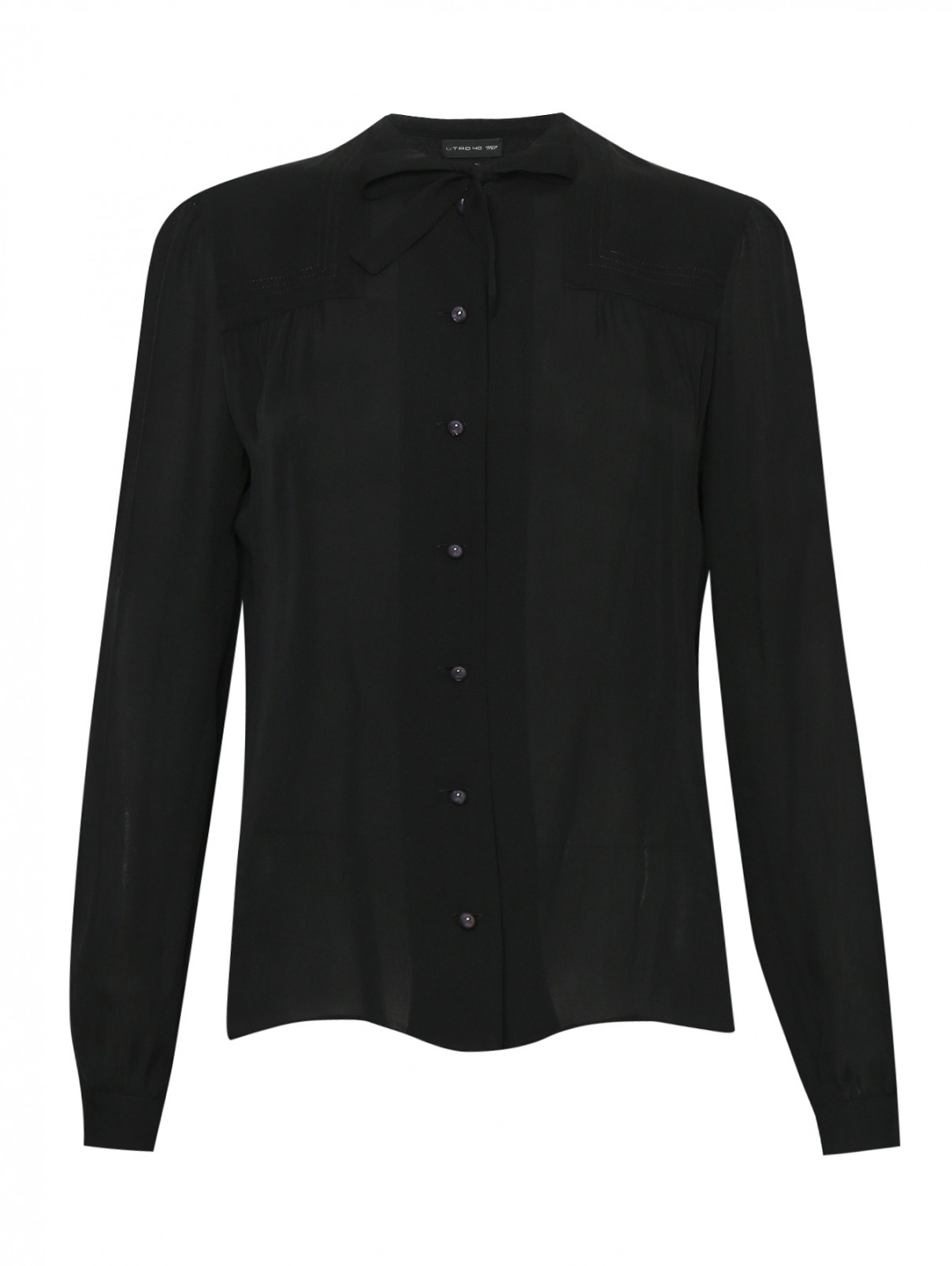 Блуза из шелка со сборками Etro  –  Общий вид  – Цвет:  Черный