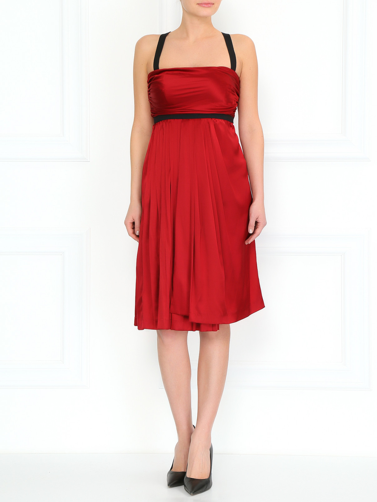 Платье из шелка с драпировкой Iceberg  –  Модель Общий вид  – Цвет:  Красный
