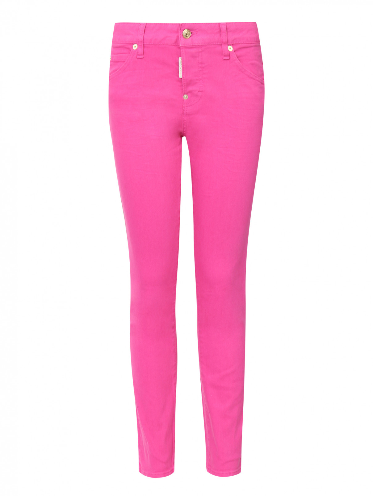 Укороченные джинсы с металлической фурнитурой Dsquared2  –  Общий вид  – Цвет:  Розовый
