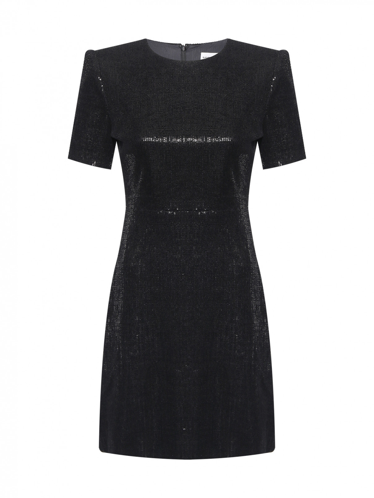 Платье-мини декорированное пайетками Sonia Rykiel  –  Общий вид  – Цвет:  Черный