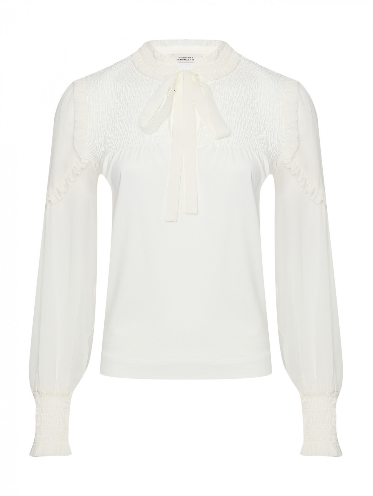 Комбинированная блуза с воланами Dorothee Schumacher  –  Общий вид  – Цвет:  Белый
