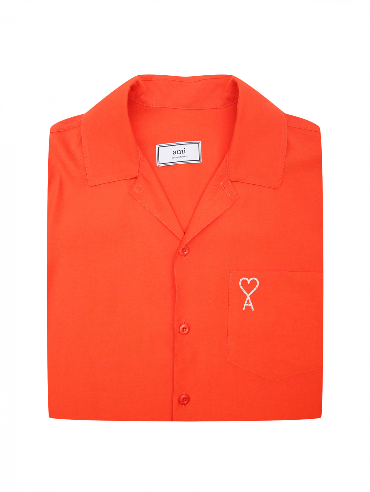 Рубашка с короткими рукавами Ami  –  Общий вид  – Цвет:  Оранжевый