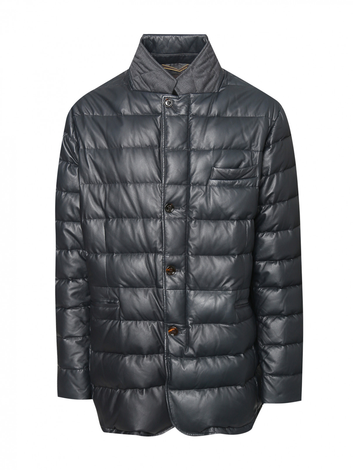 Утепленная куртка из эко-кожи Moorer  –  Общий вид  – Цвет:  Черный