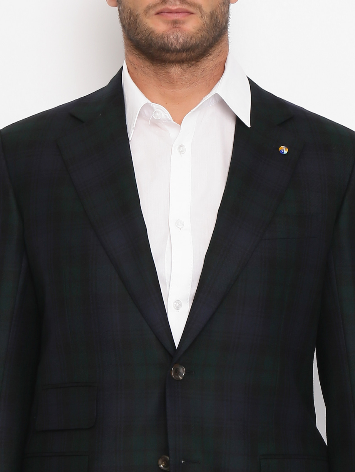 Пиджак из шерсти с узором Belvest  –  МодельОбщийВид1  – Цвет:  Зеленый