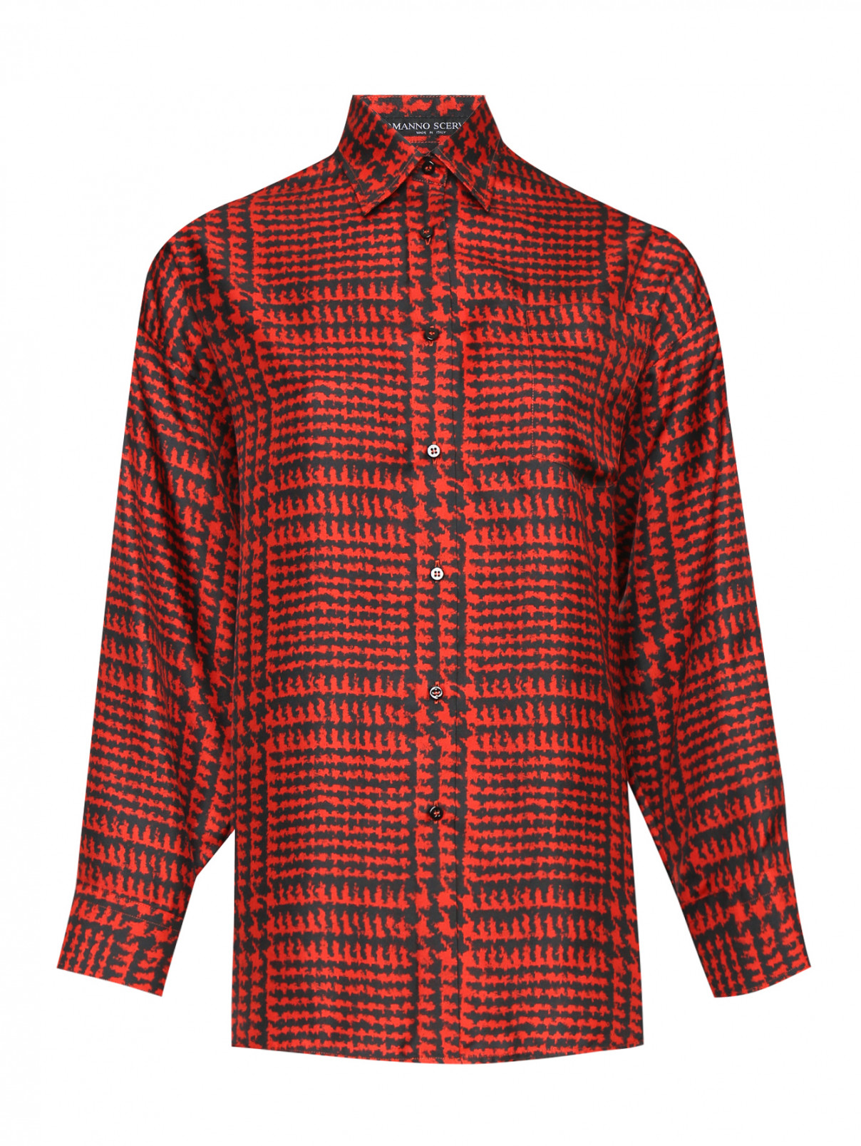 Блуза из шелка с узором Ermanno Scervino  –  Общий вид  – Цвет:  Красный