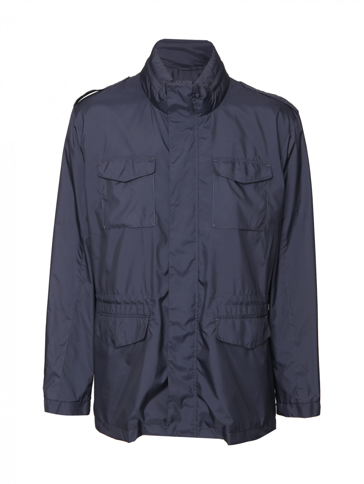 Куртка на молнии с карманами Boggi  –  Общий вид  – Цвет:  Синий