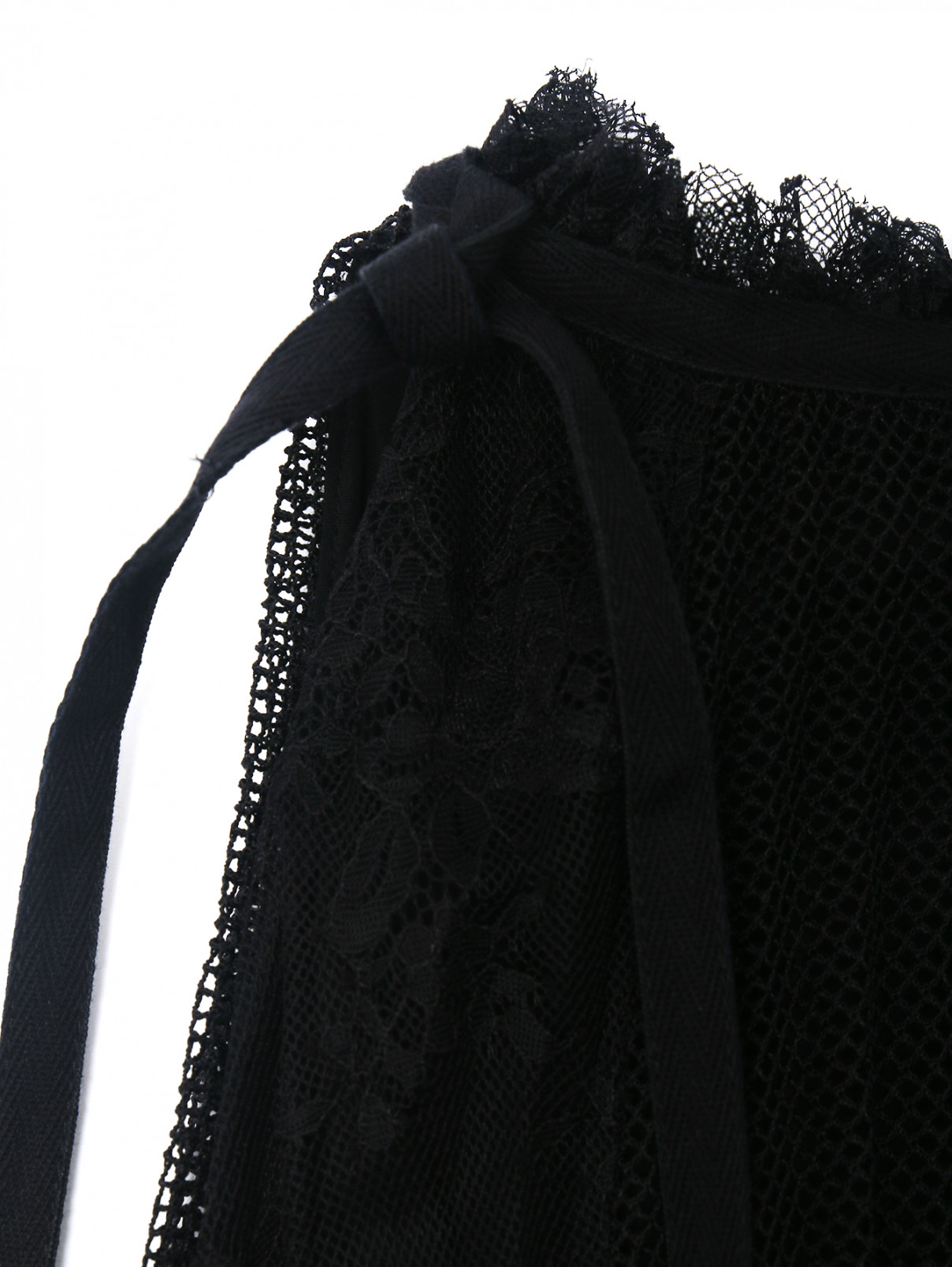 Платье-мини с кружевной отделкой Ermanno Ermanno Scervino  –  Деталь1  – Цвет:  Черный