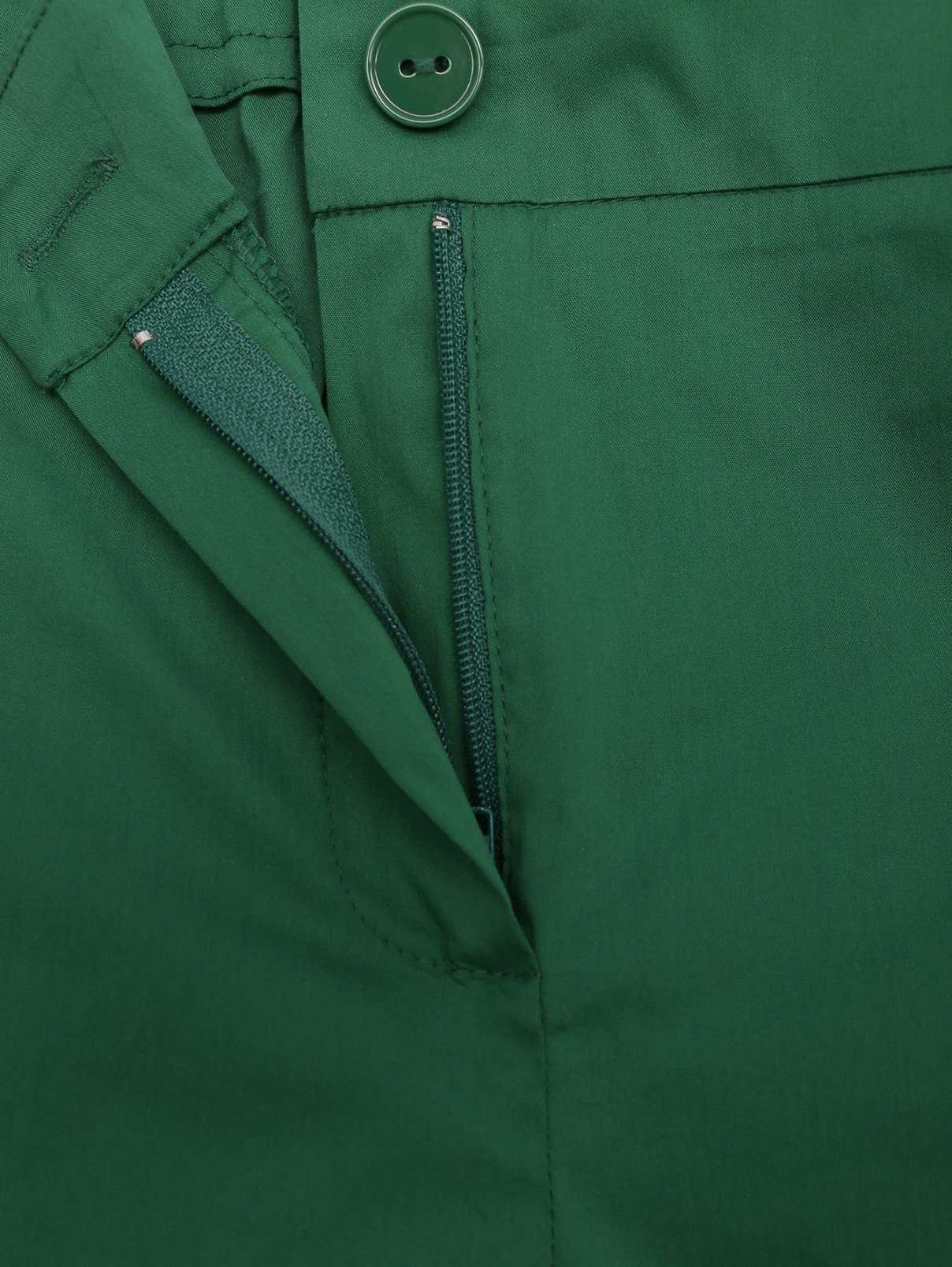Укороченные брюки из смешанного хлопка на резинке Persona by Marina Rinaldi  –  Деталь  – Цвет:  Зеленый