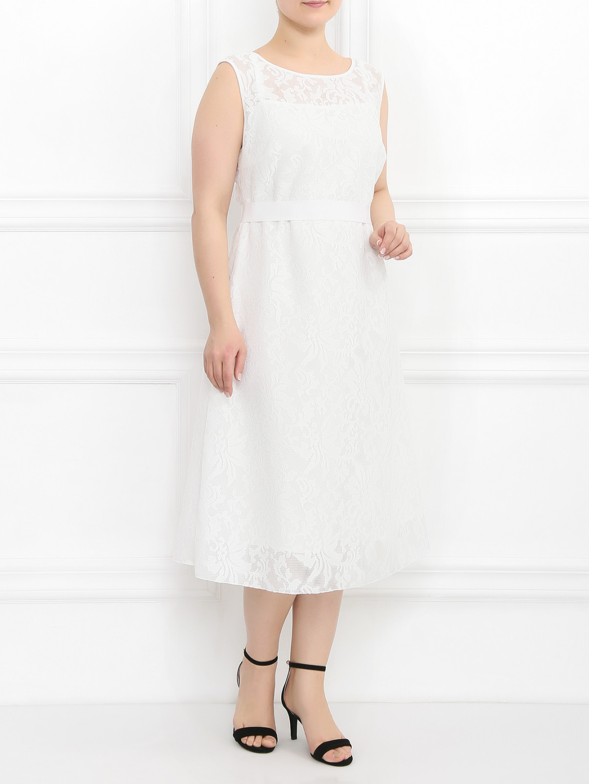 Кружевное платье-футляр Marina Rinaldi  –  Модель Общий вид  – Цвет:  Белый