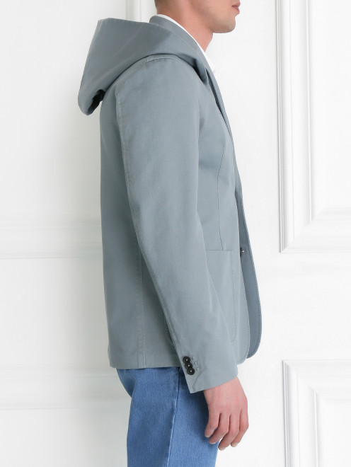 Пиджак однобортный из хлопка с отстегивающимся капюшоном - Модель Верх-Низ2