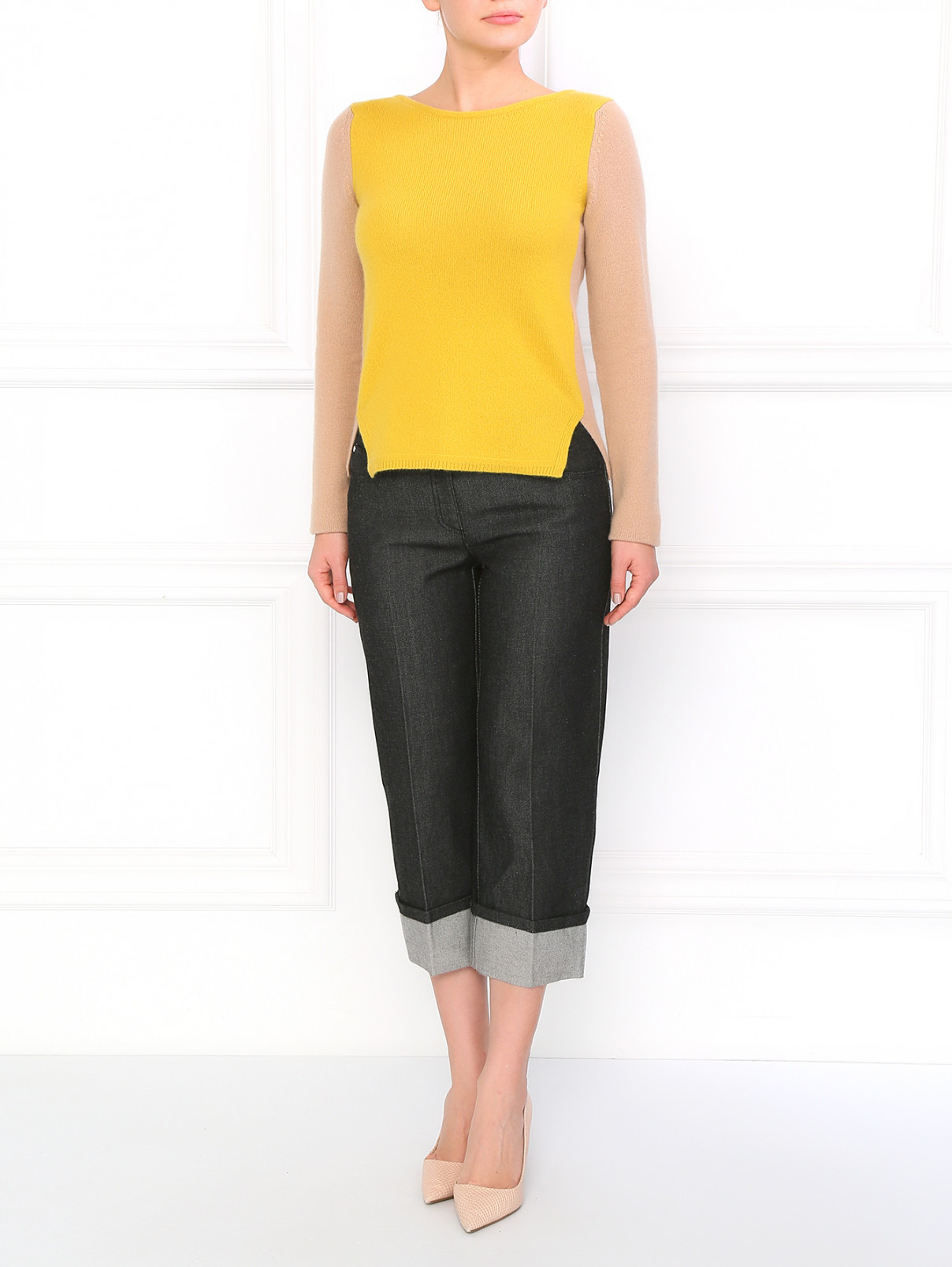 Прямые джинсы с отворотами Michael Kors  –  Модель Общий вид  – Цвет:  Серый
