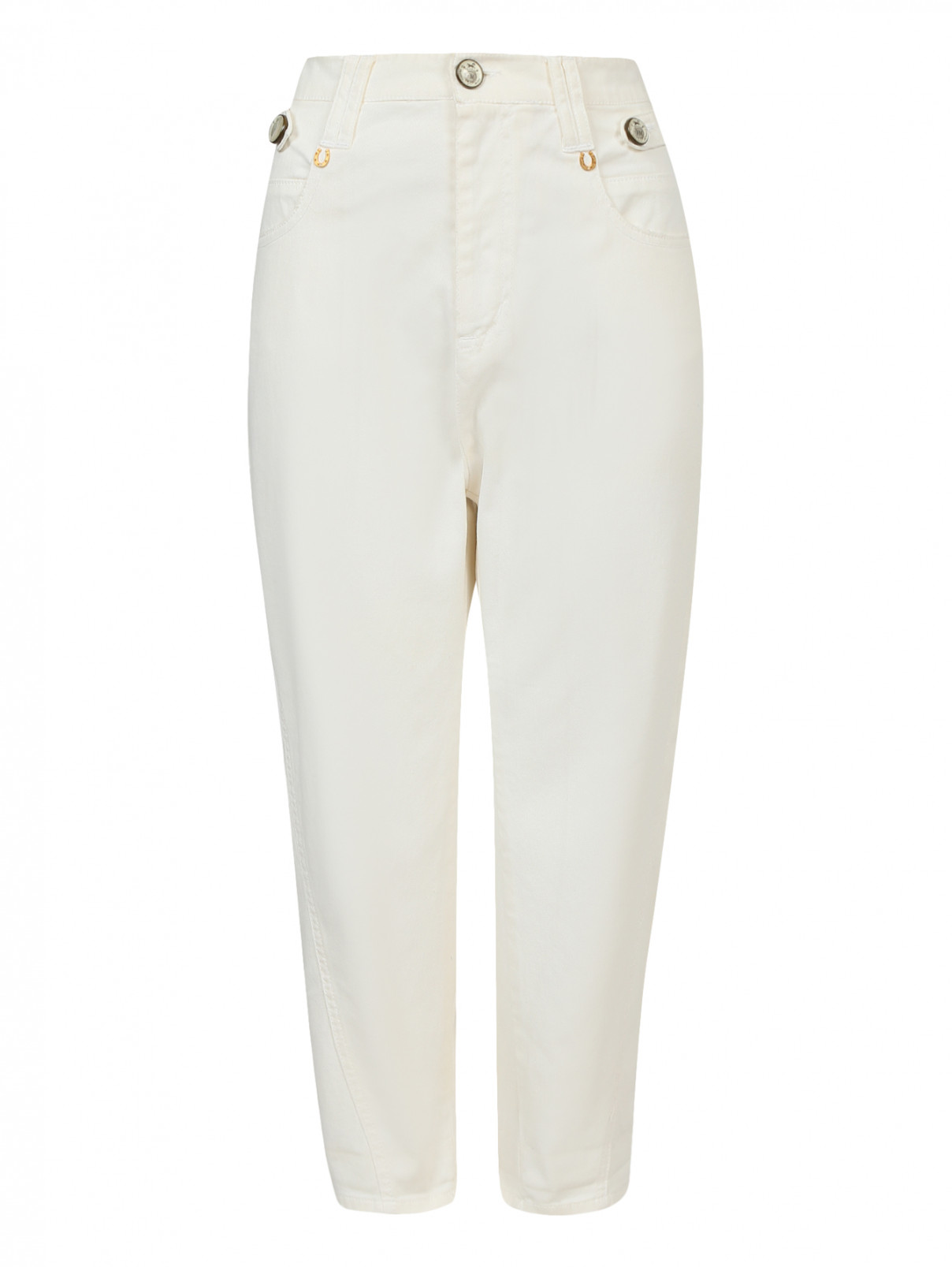 Укороченные джинсы свободного кроя Frankie Morello  –  Общий вид  – Цвет:  Белый