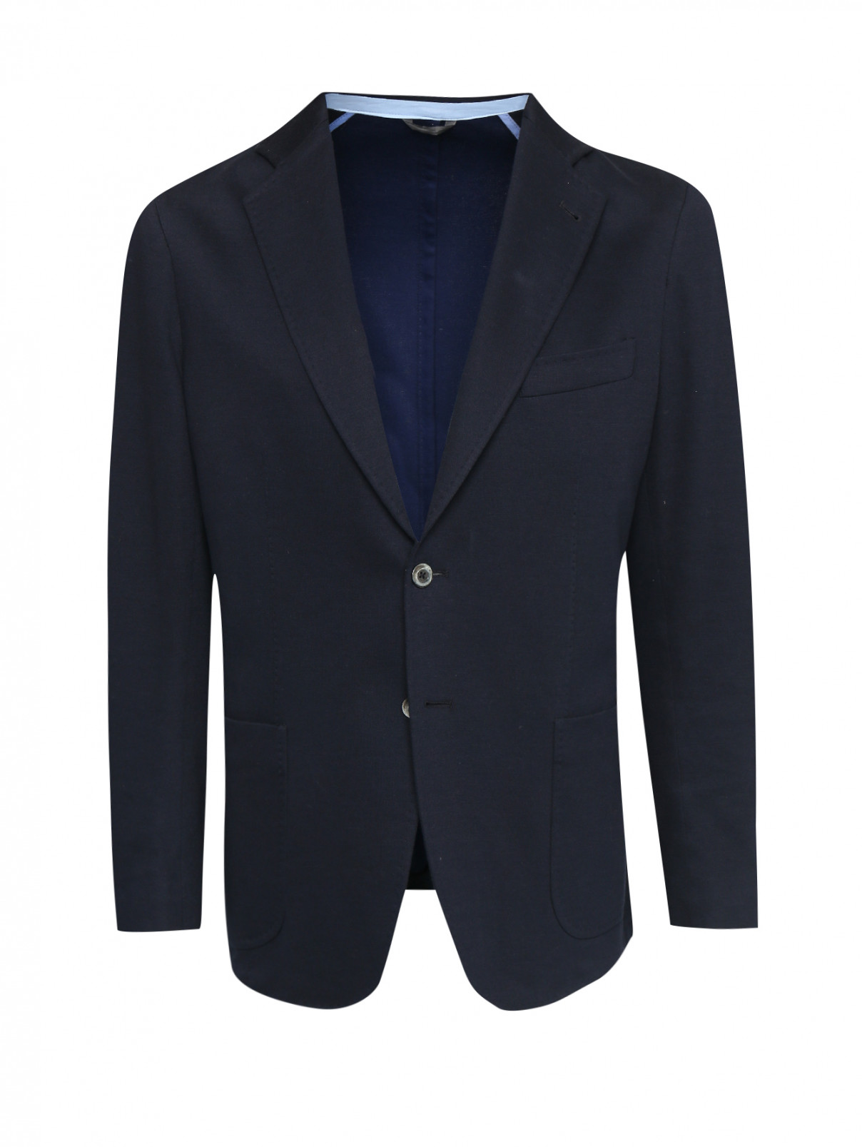 Пиджак трикотажный из хлопка BOSCO  –  Общий вид  – Цвет:  Синий