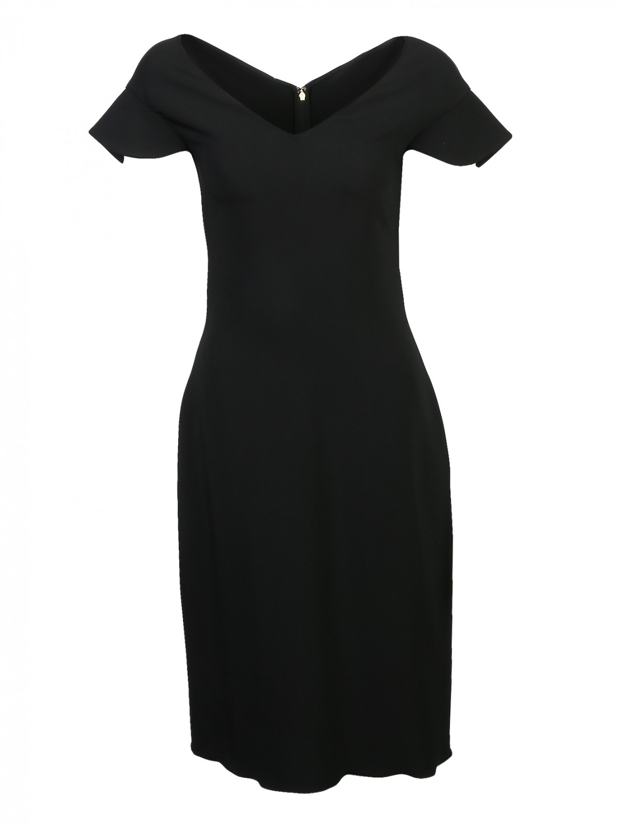 Платье-футляр с оборками на рукавах Antonio Berardi  –  Общий вид  – Цвет:  Черный