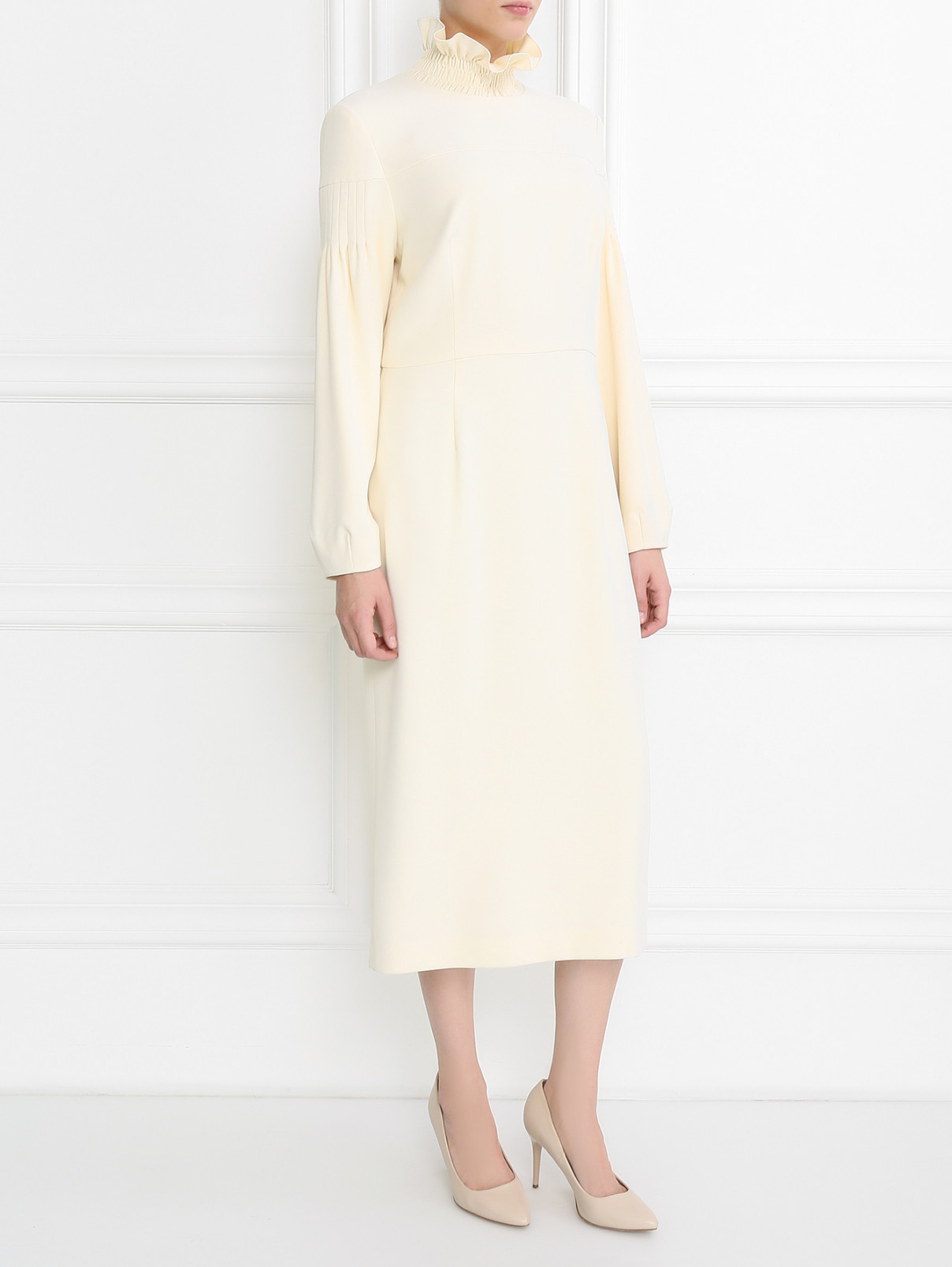 Платье-макси с контрастной отделкой A La Russe  –  Модель Общий вид  – Цвет:  Белый