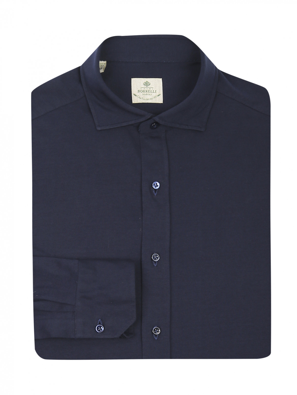 Рубашка из хлопка Borrelli  –  Общий вид  – Цвет:  Синий