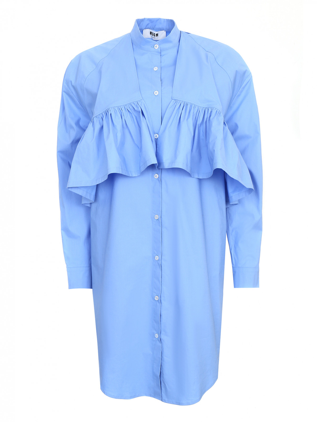 Удлиненная блуза с оборками MSGM  –  Общий вид  – Цвет:  Синий