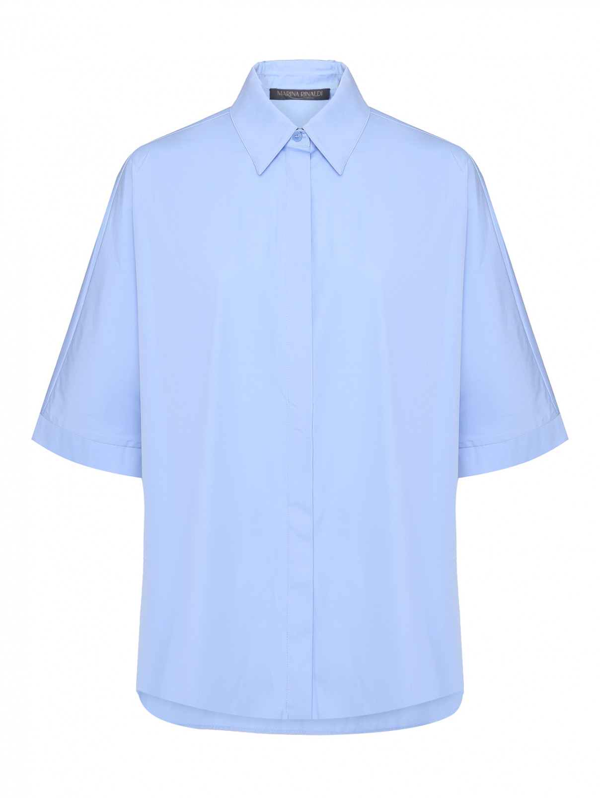 Блуза из хлопка свободного кроя Marina Rinaldi  –  Общий вид  – Цвет:  Синий