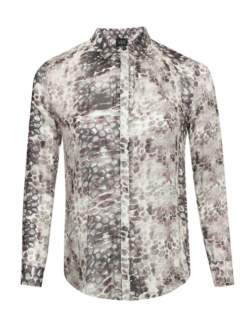 Блуза свободного кроя с узором - Общий вид