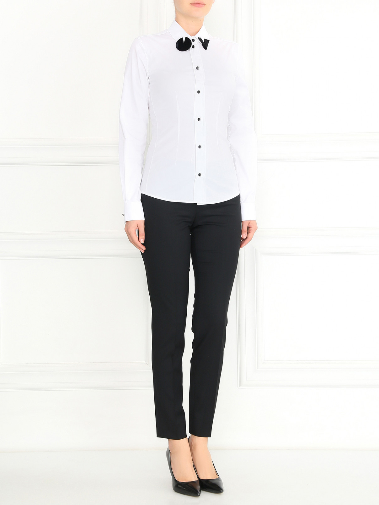 Рубашка из хлопка с аппликацией Emporio Armani  –  Модель Общий вид  – Цвет:  Белый