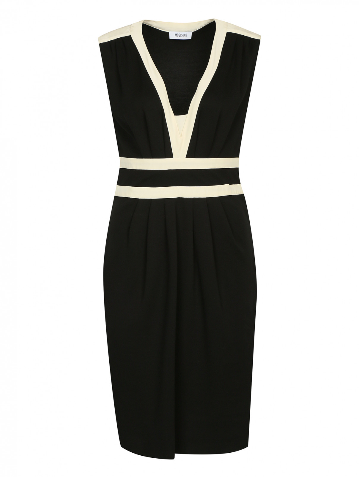 Трикотажное платье с контрастными элементами Moschino  –  Общий вид  – Цвет:  Черный