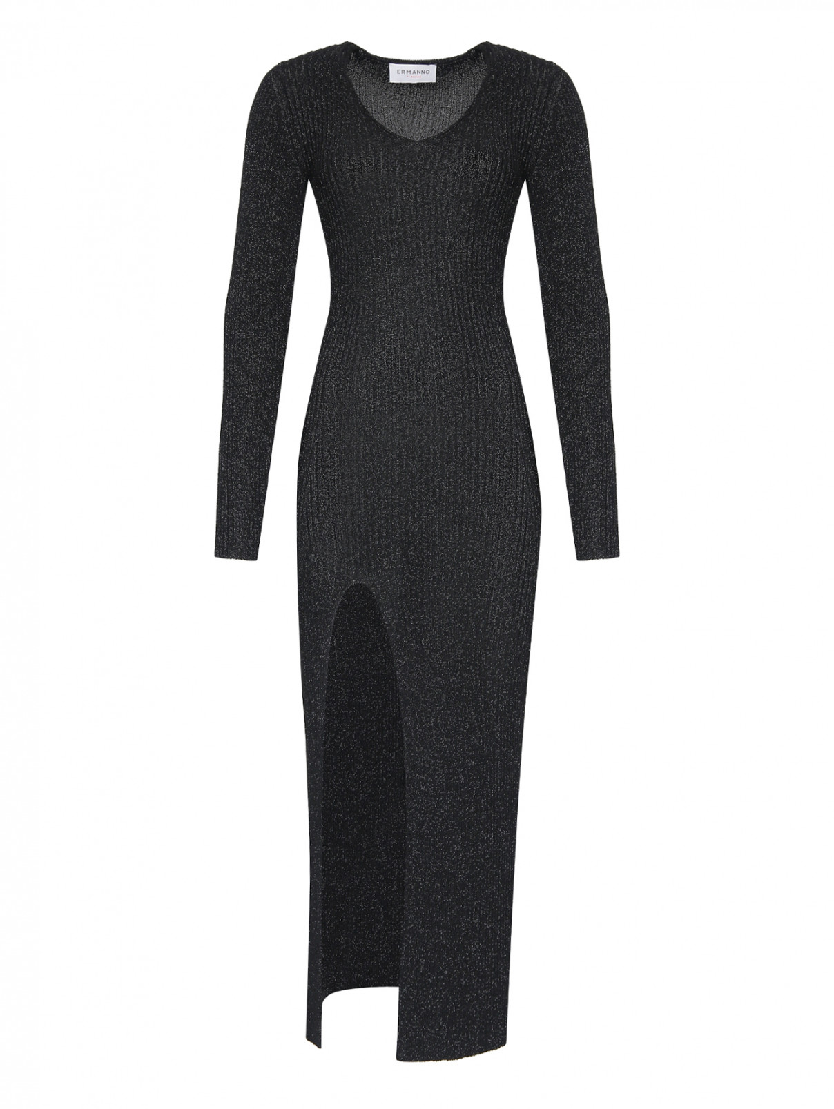 Платье-макси с разрезом Ermanno Firenze  –  Общий вид  – Цвет:  Черный
