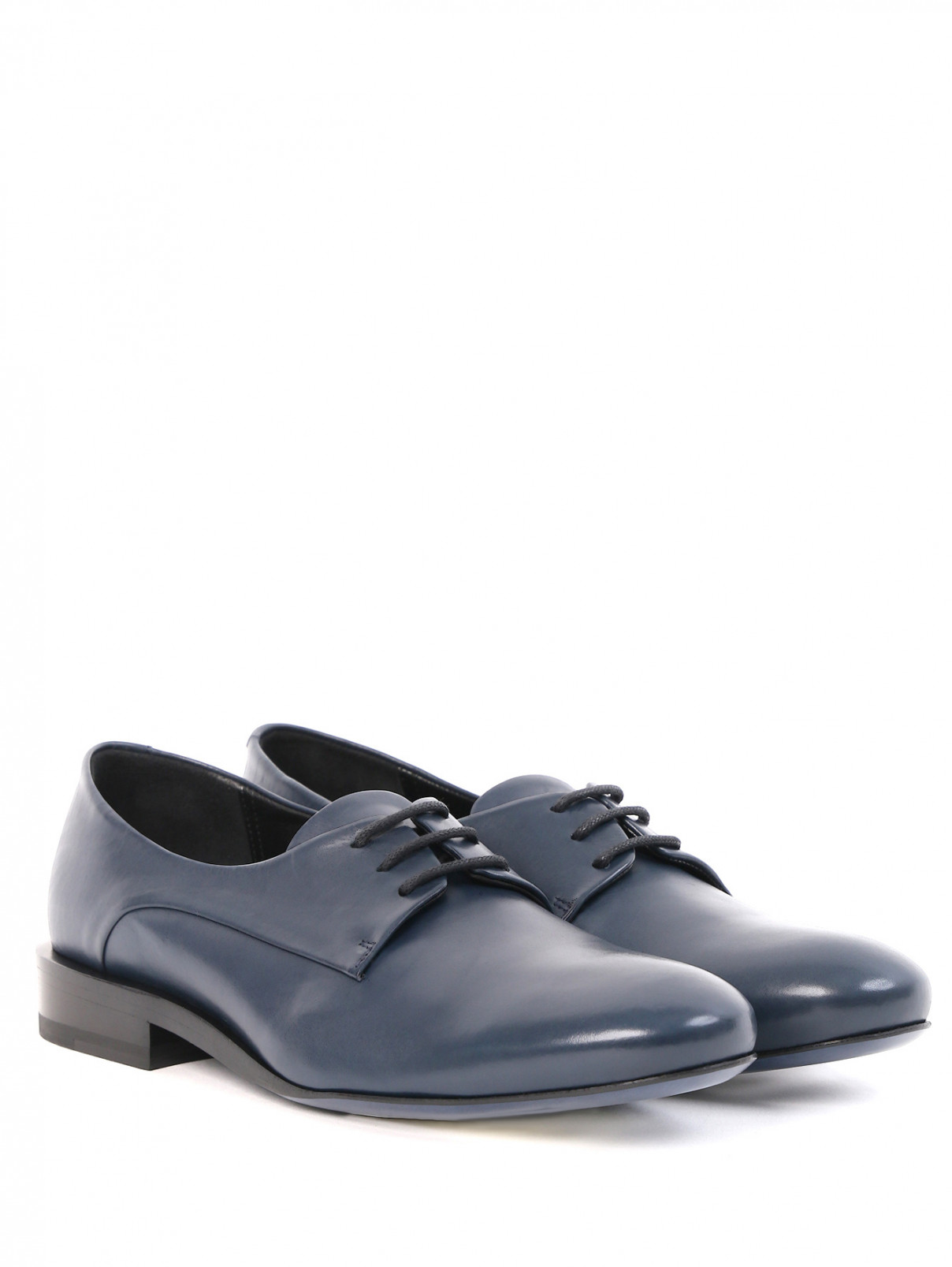 Низкие ботинки из кожи на шнуровке Jil Sander  –  Общий вид  – Цвет:  Синий