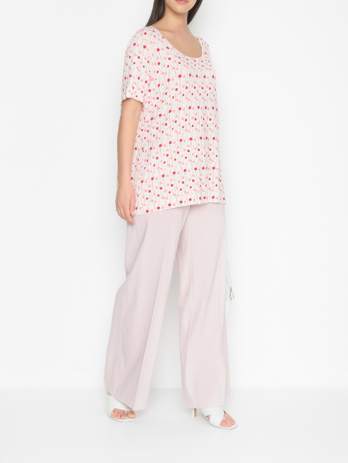 Широкие однотонные брюки Marina Rinaldi  –  МодельОбщийВид  – Цвет:  Розовый