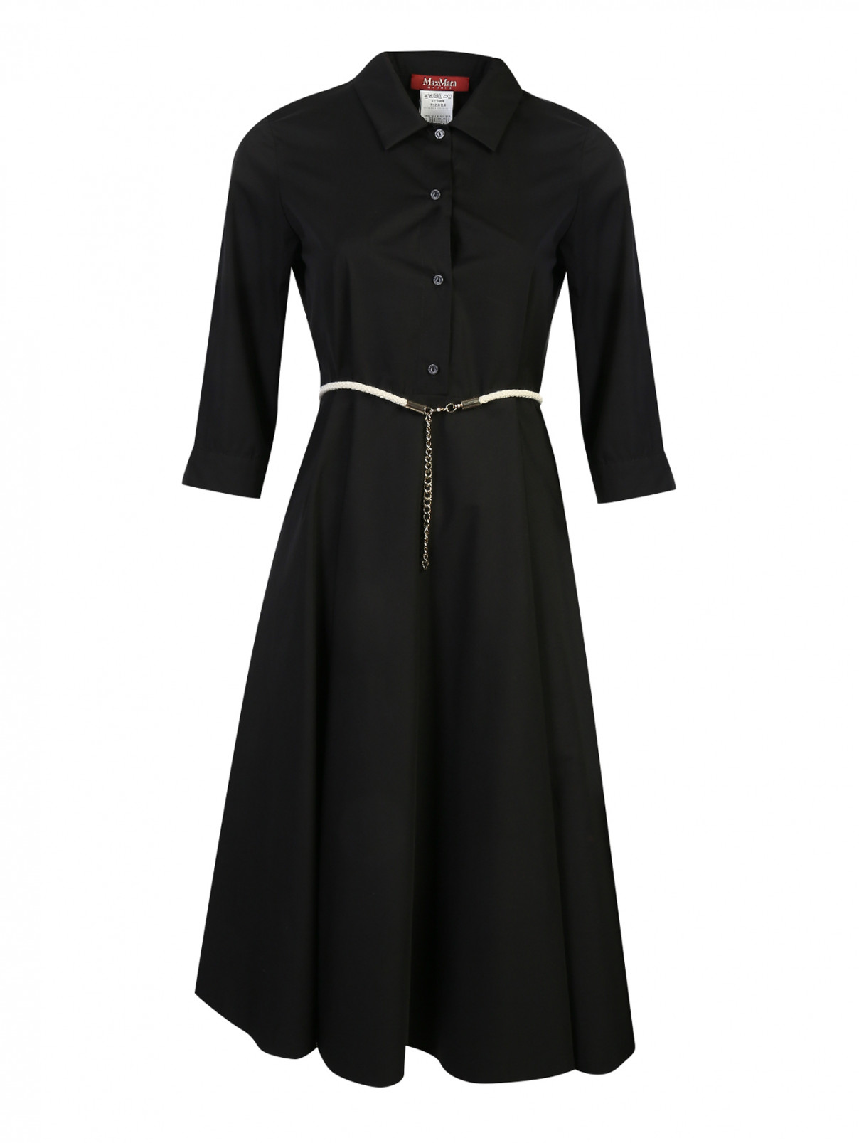 Платье из хлопка с расклешенной юбкой Max Mara  –  Общий вид  – Цвет:  Черный
