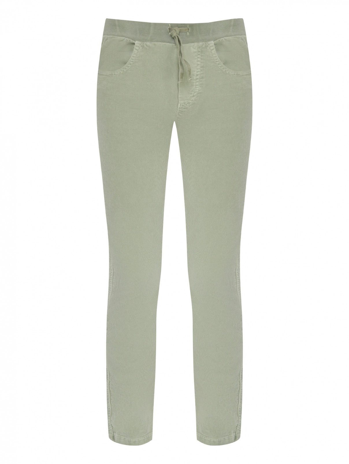 Вельветовые брюки на резинке Il Gufo  –  Общий вид  – Цвет:  Зеленый