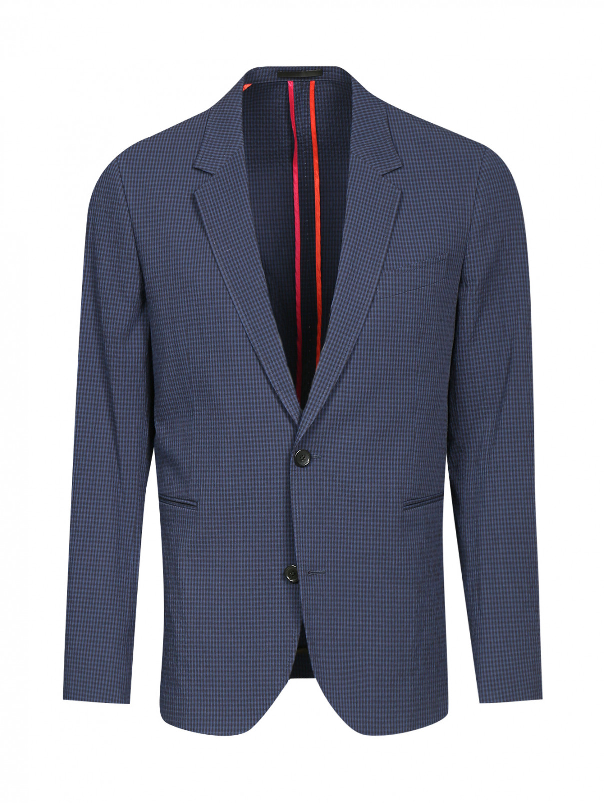 Пиджак однобортный из хлопка Paul Smith  –  Общий вид  – Цвет:  Синий