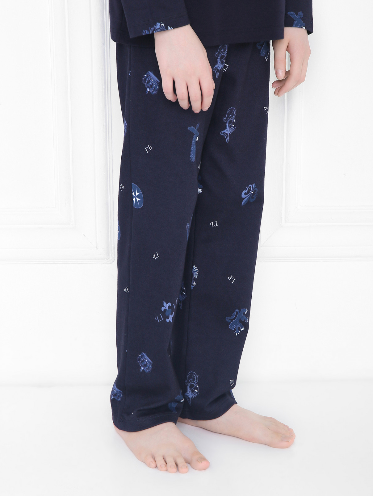 Пижама из хлопка с принтом La Perla  –  МодельВерхНиз  – Цвет:  Синий