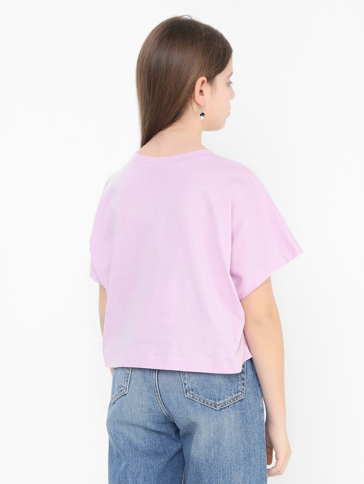Укороченная футболка из хлопка N21  –  МодельВерхНиз1  – Цвет:  Фиолетовый