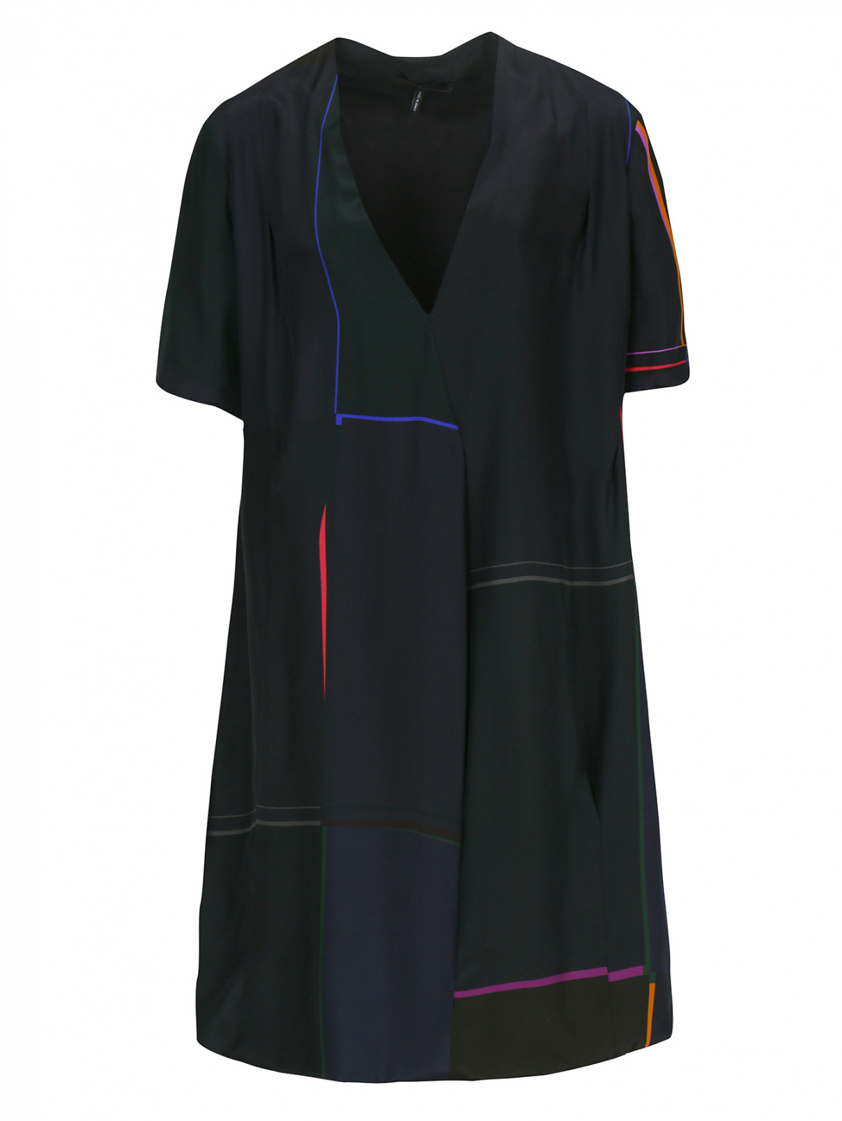 Платье из шелка с узором Jil Sander Navy  –  Общий вид  – Цвет:  Черный