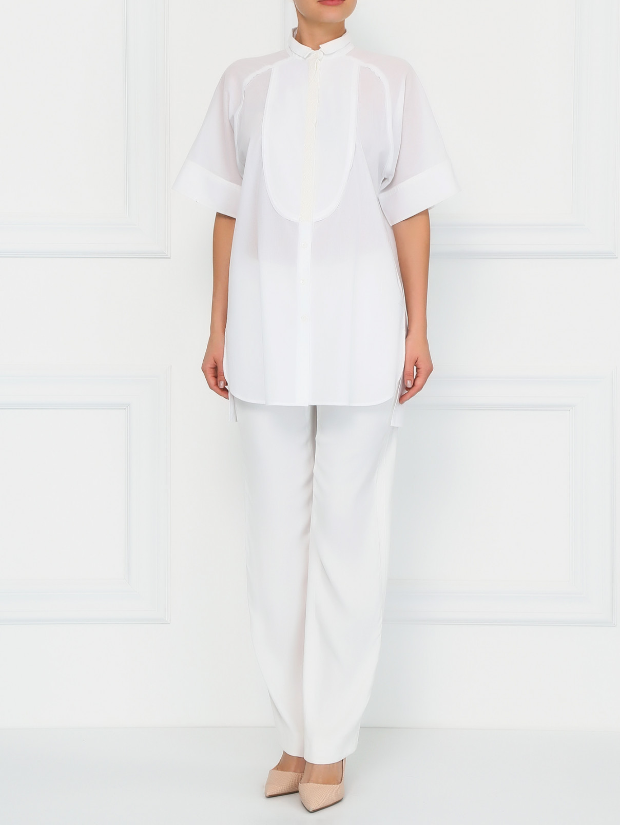 Легкие брюки свободного кроя Emporio Armani  –  Модель Общий вид  – Цвет:  Белый