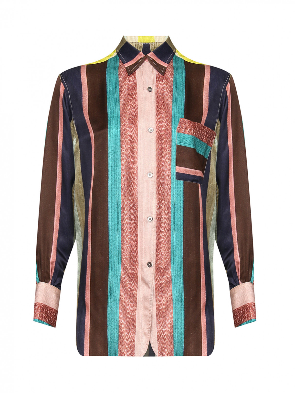 Рубашка из вискозы и хлопка в полоску Paul Smith  –  Общий вид  – Цвет:  Мультиколор