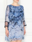 Платье из шелка с цветочным узором декорированное стразами Marina Rinaldi  –  Модель Верх-Низ