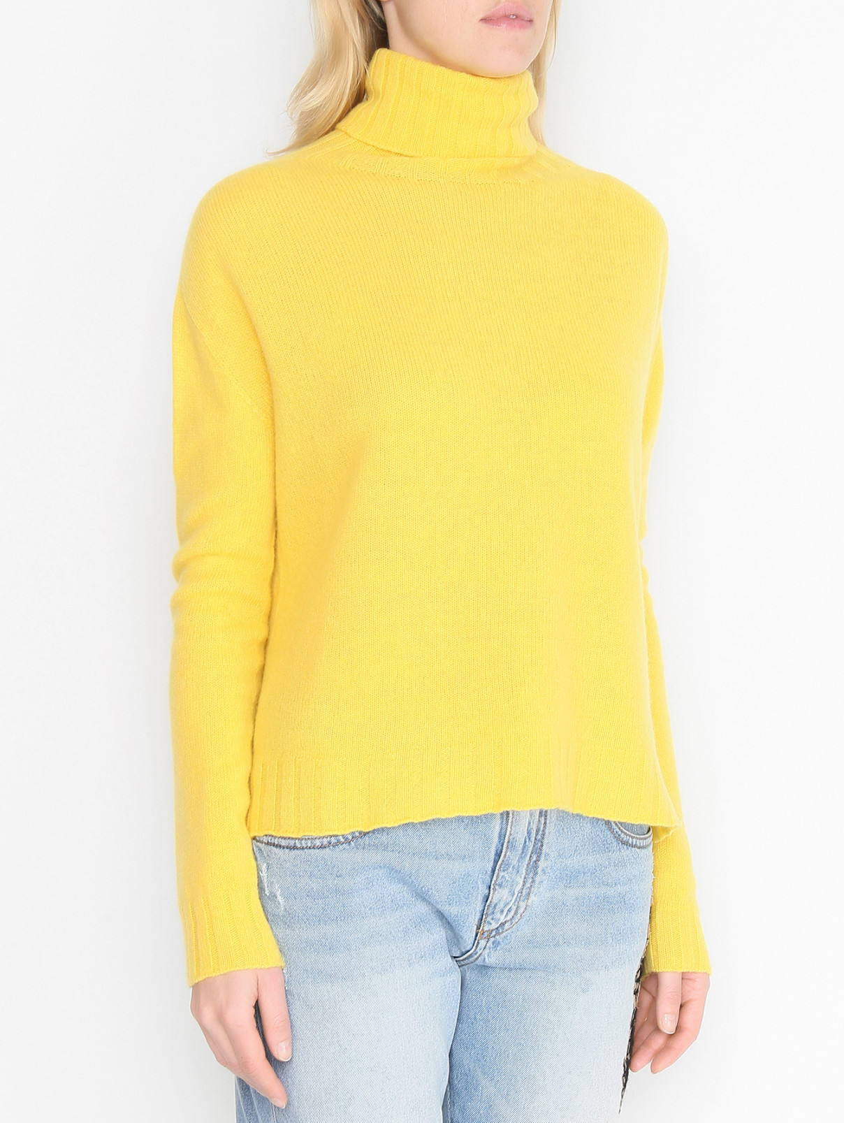 Однотонный свитер из шерсти и кашемира Ermanno Firenze  –  МодельВерхНиз  – Цвет:  Желтый